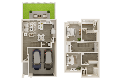 Floor plan for 2 beds, 2.5 baths, 1530 sqft